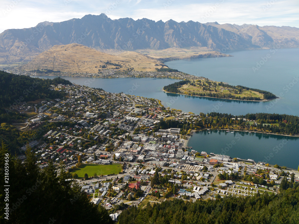 Queenstown, New Zealand from top view