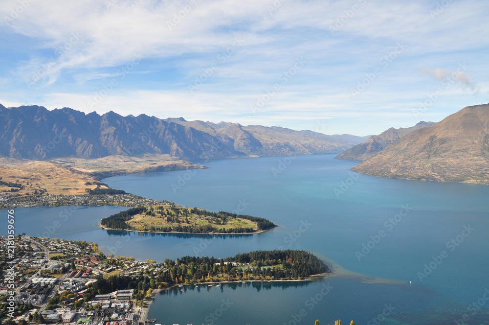 Queenstown, New Zealand from top view