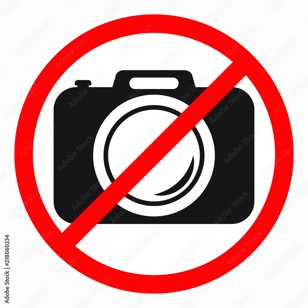 No cameras allowed sign. Red prohibition no camera sign. No taking pictures, no photographs sign. No cameras allowed sign. Red prohibition no camera sign. No taking pictures, no photographs sign.