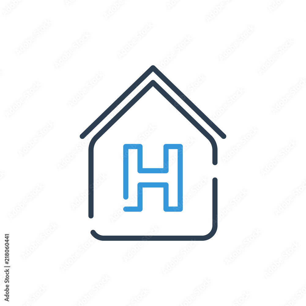 Line art vector icon. Hospital health H symbol Line art vector icon. Hospital health H symbol