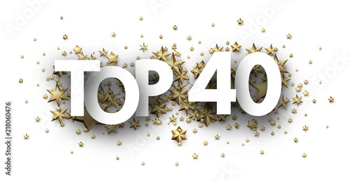 Top 40 sign with gold stars. Rating header.