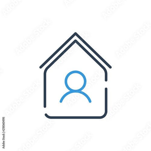Line Art vector icon. Person at Home