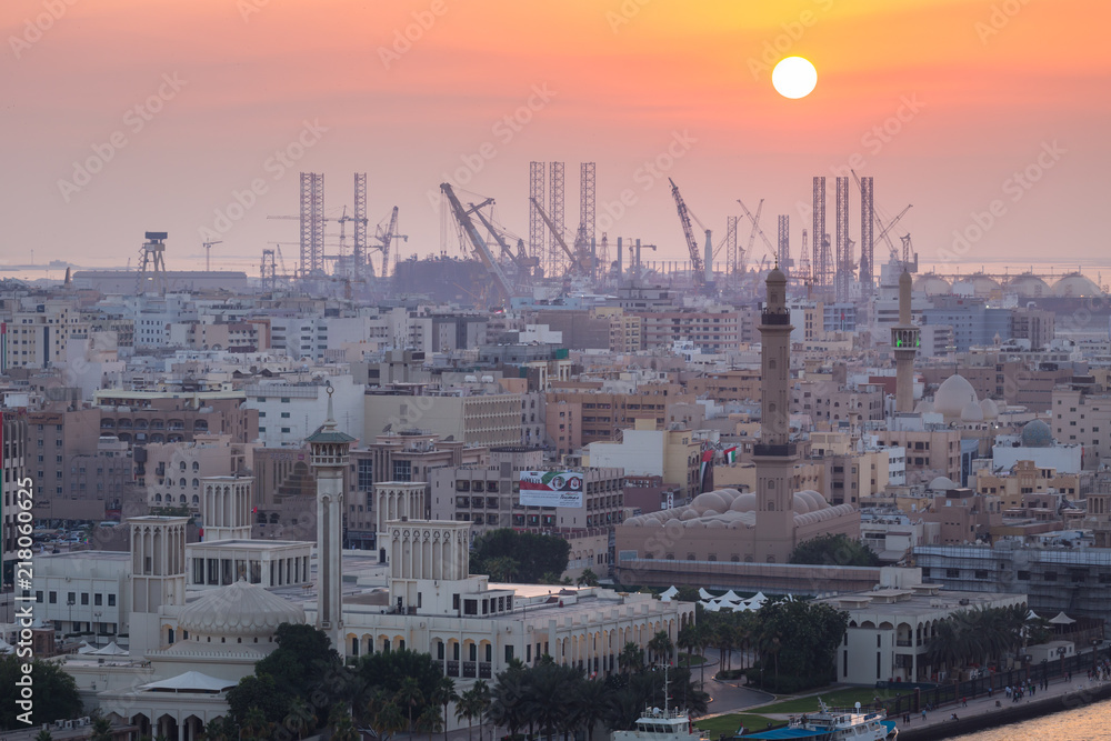 Panoramic view of Dubai from a Deira skyscraper