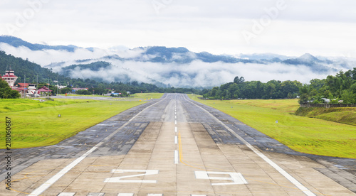 Wallpaper Mural Mae Hong Son, Thailand July 18, 2018 : Airport runway in the morning sunrise time. Torontodigital.ca