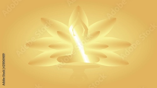 Meditation lotus position Parvastasna pose yoga graphic golden glitter motion animation HD video footage photo