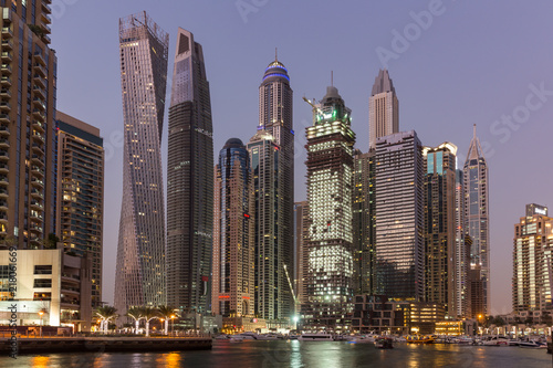 Panoramic view of Dubai Marina, in UAE