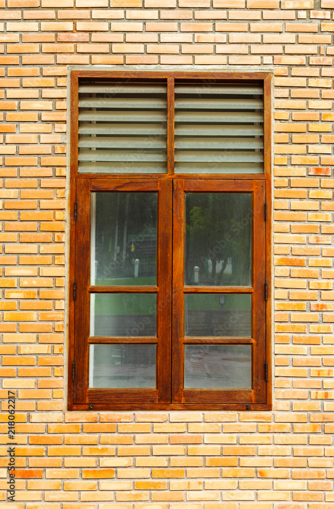 Fototapeta premium Old brick wall with window texture and background