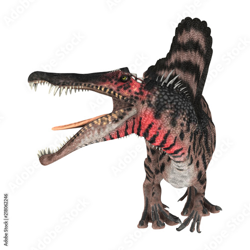 3D Rendering Dinosaur Spinosaurus on White