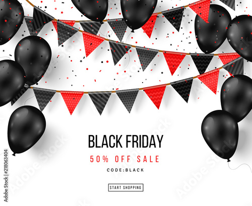 Black Friday balloons and garlands