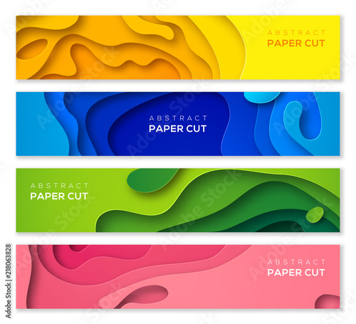 Banners in paper cut style