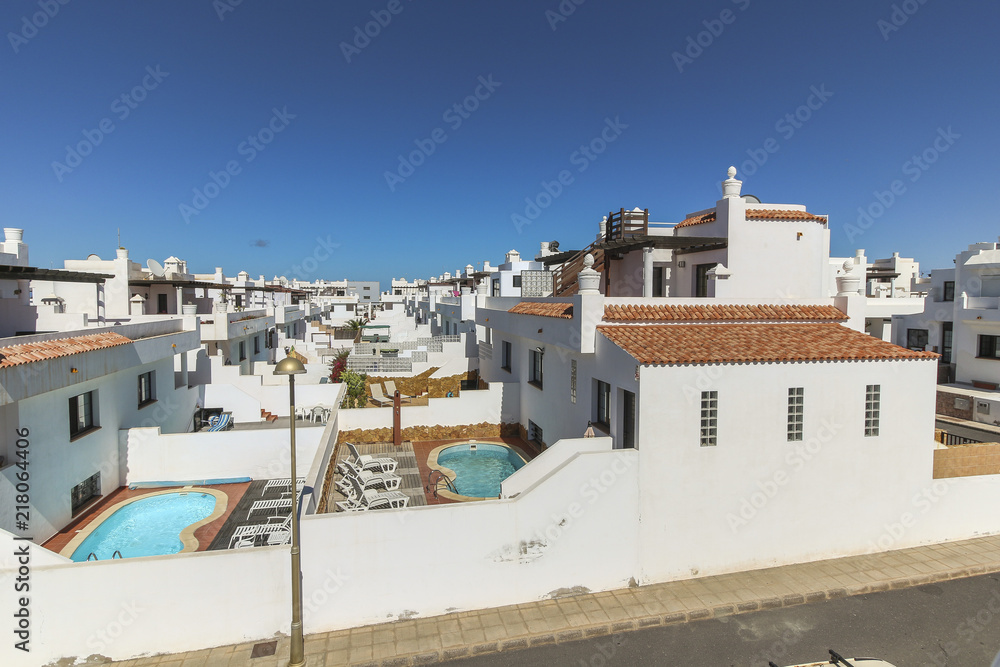 Typical white houses of Canary islands, Fuerteventura
