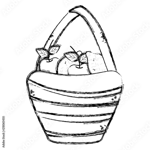 grunge delicious papaya and apples fruits inside hamper