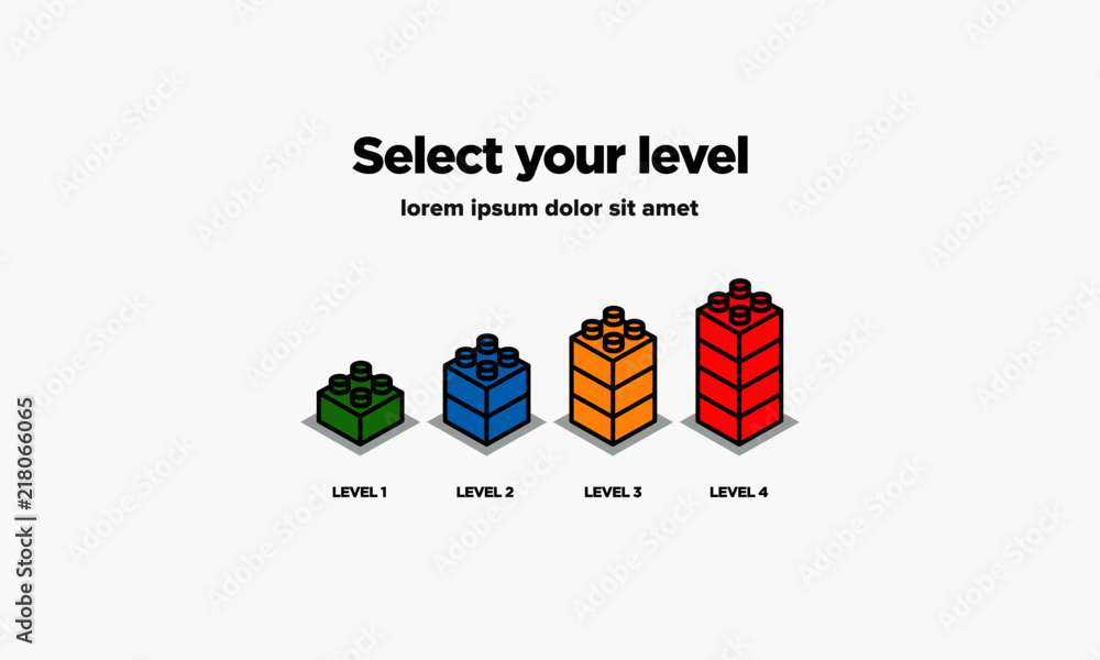 Select Your Level One Two Three and Four in Building Blocks Vector Illustration Select Your Level One Two Three and Four in Building Blocks Vector Illustration