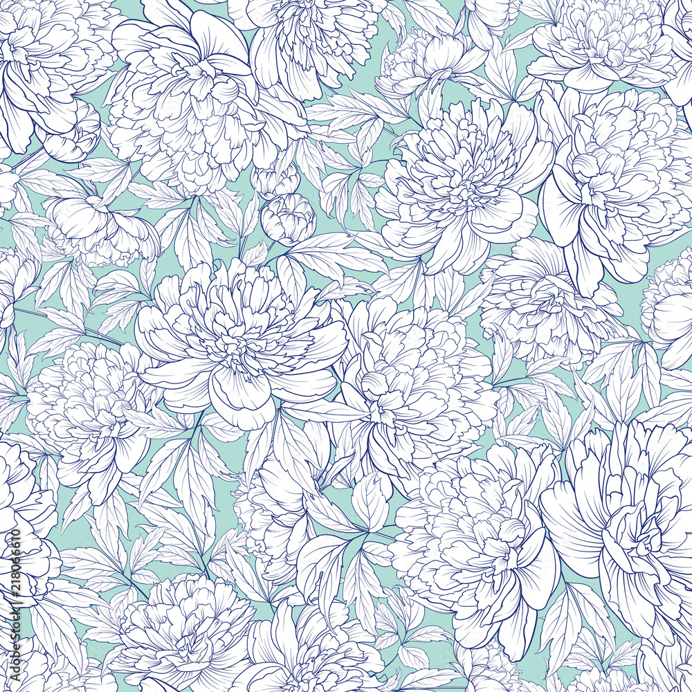 custom made wallpaper toronto digitalSeamless floral pattern with Peony. Vector illustration.