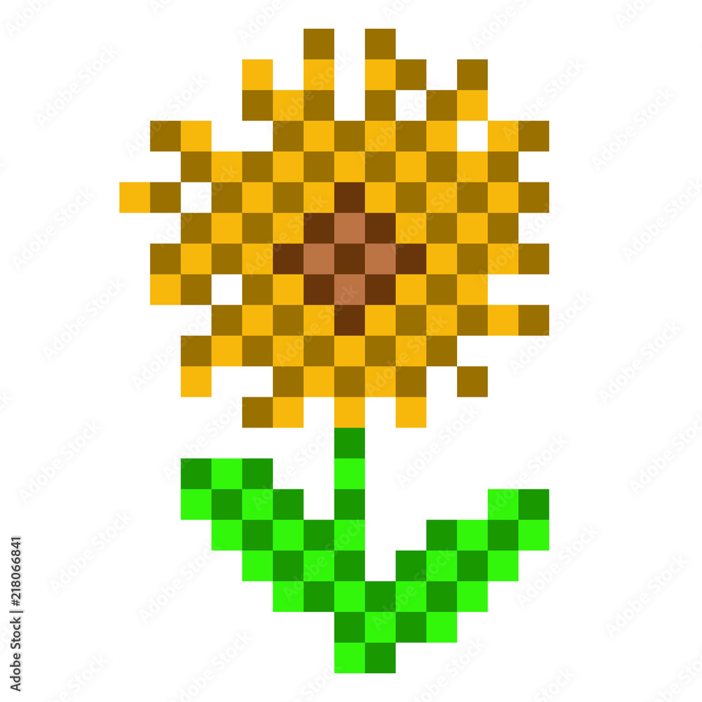 Fototapeta premium Pixelated sunflower icon