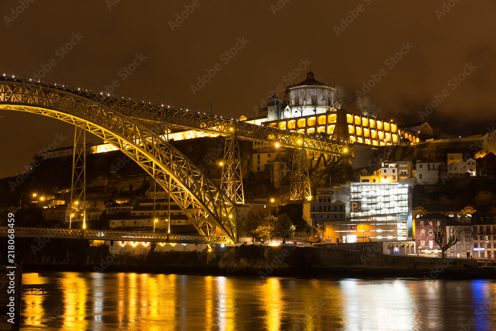 The Dom Luis I Bridge at night, Porto, Portugal