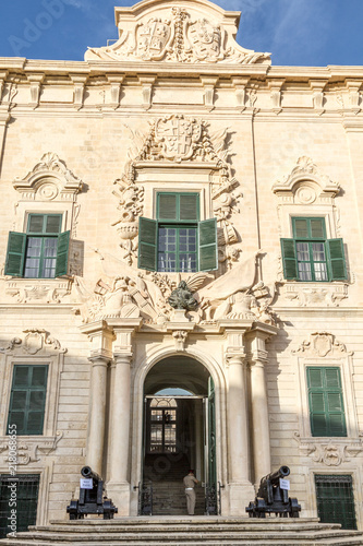 Facade of the Auberge de Castille, the prime minister's building in Valletta, Malta photo