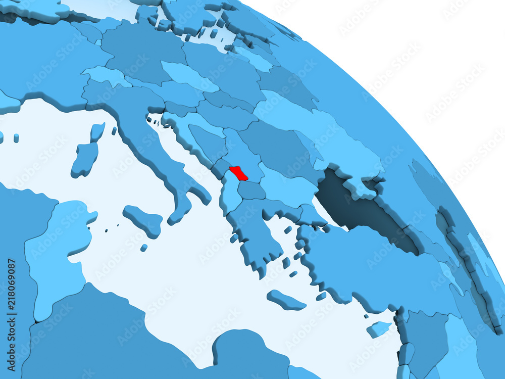 Obraz premium Kosovo on blue globe