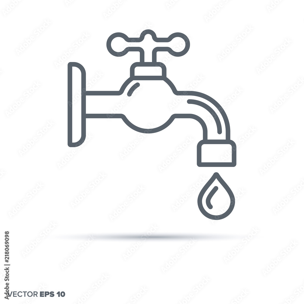 Dripping tap vector line icon. Dripping tap vector line icon.