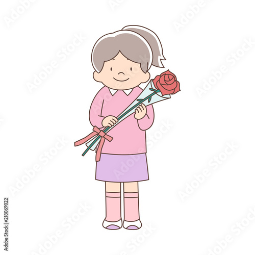 花_全身_幼児5歳女の子