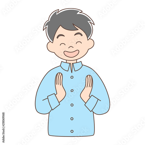 拍手_上半身_お父さん