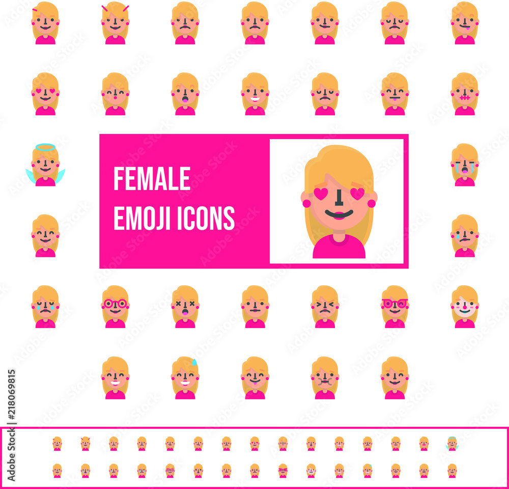 Flat female emoji icons