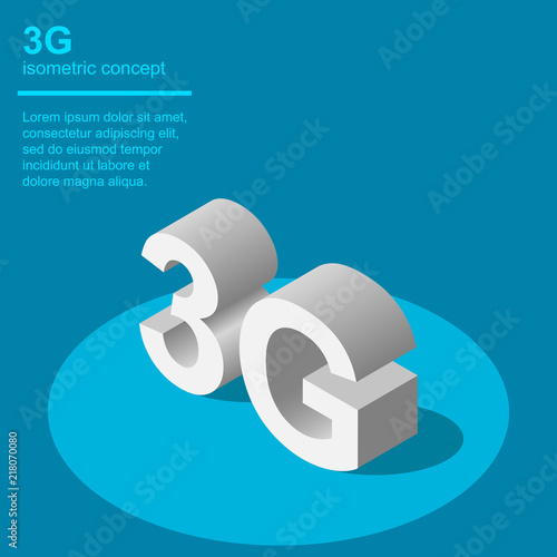 3G broadband cellular network technology vector illustration. Isometric concept.