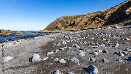 King Range National Conservation Area coast with beach, hills and rocks photo