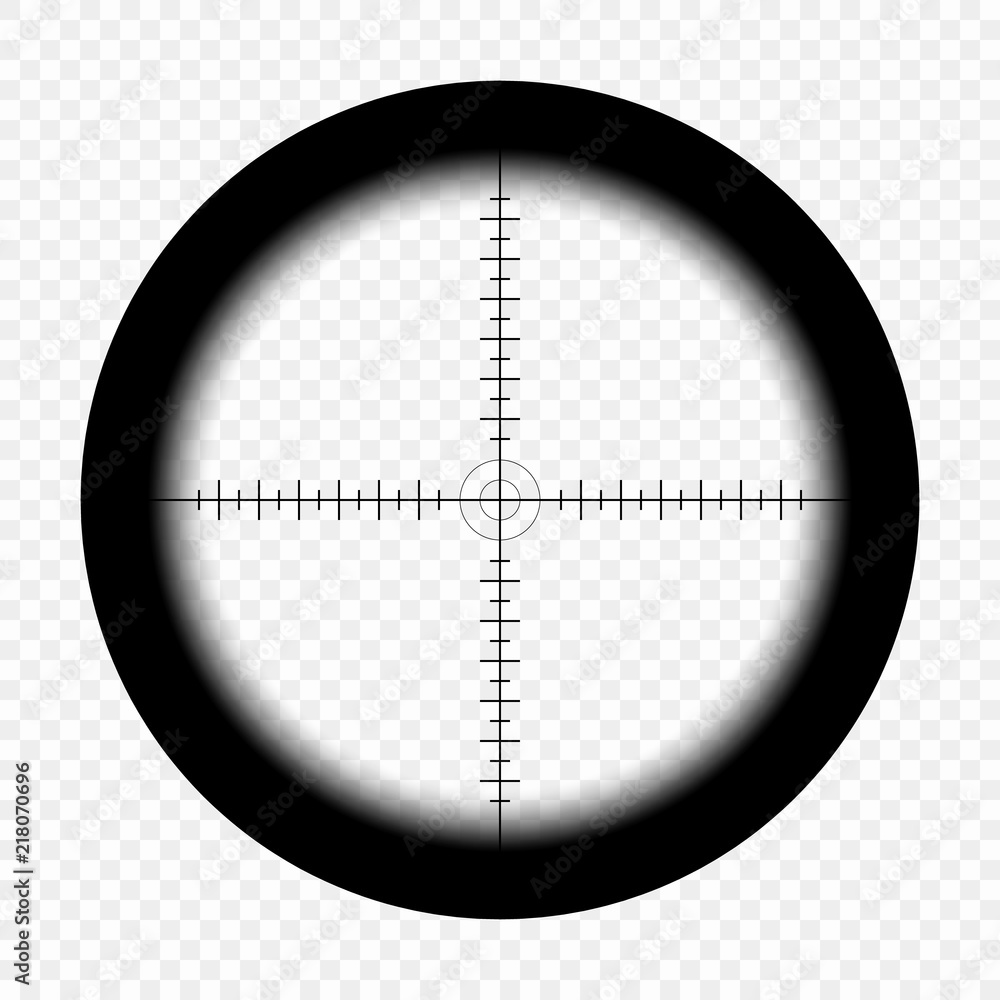 Sniper scope with measurement marks on an isolated transparent background.  View through the sight of a hunter rifle. Optical vector sight template.  Stock Vector | Adobe Stock