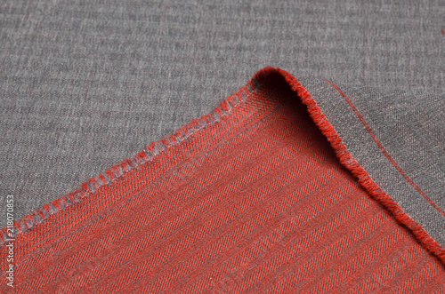 Obraz na plátně Suit fabric, double, red-gray fur-tree from wool