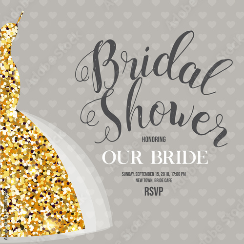 Bridal shower invitation with glitter dress