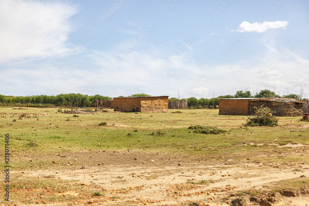 Masai village on the African savannah Masai village on the African savannah
