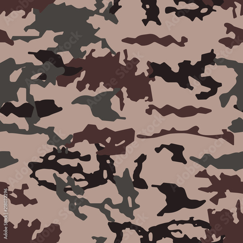 Fashionable camouflage pattern, seamless vector illustration. Millatry print. the texture of the clothes, the disguise of a hunter. camouflage Seamless Wallpaper.