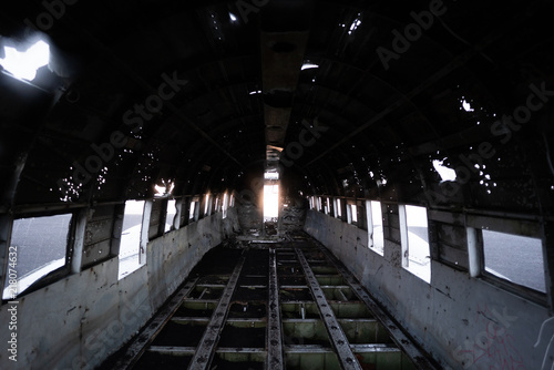 Fototapeta Naklejka Na Ścianę i Meble -  Abandoned inside of airplance dc3 iceland