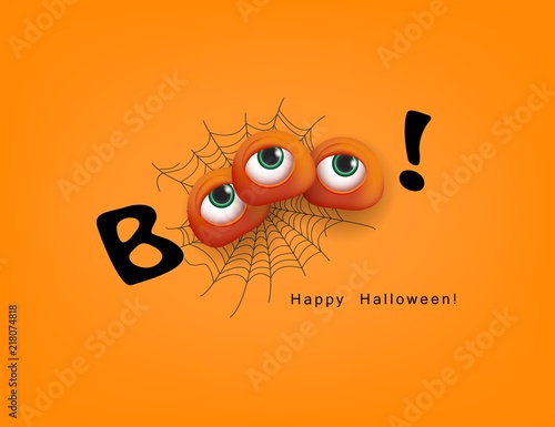 Halloween Festive design Boo with 3d funny eyes Vector