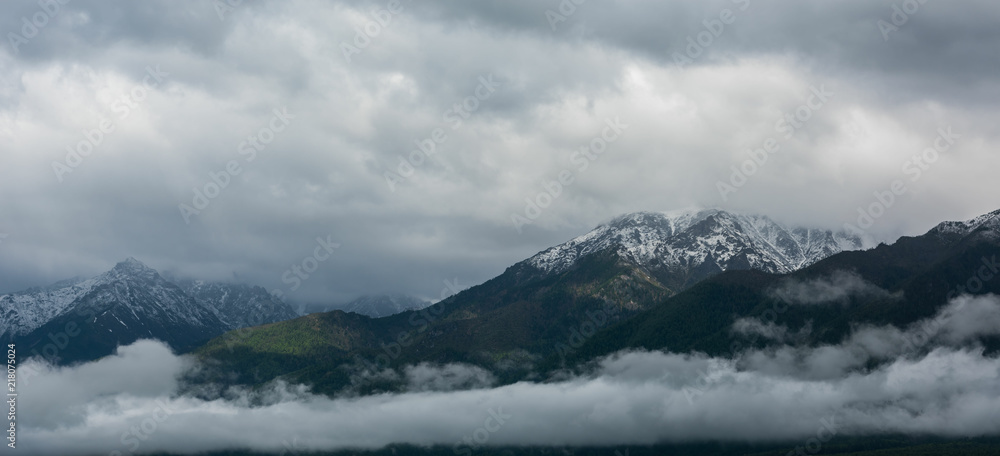 Rain and fog in the mountains of the Eastern Sayans