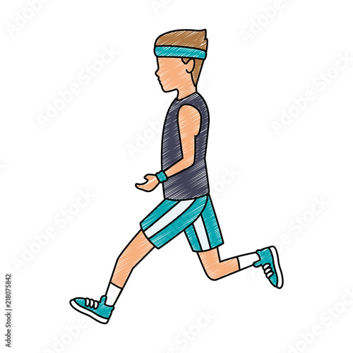 Fitness man running vector illustration graphic design