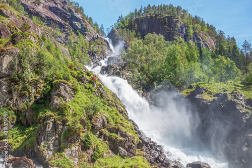 The left branch of the Latefossen  seen from the bridge of the main road