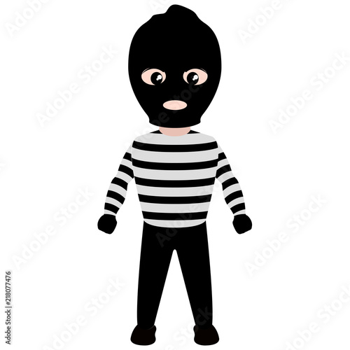 Kid with a burglar costume. Halloween