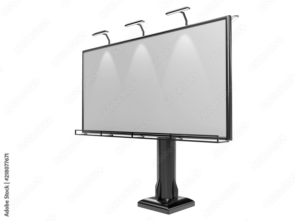 3D rendering of blank billboard (empty advertisement) isolated on white background. Empty mockup template 3D rendering of blank billboard (empty advertisement) isolated on white background. Empty mockup template