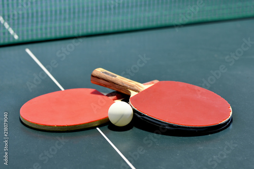 Table tennis rackets and balls game