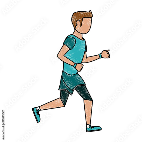Fitness man running vector illustration graphic design
