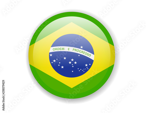 Brazil flag. Round bright Icon on a white background