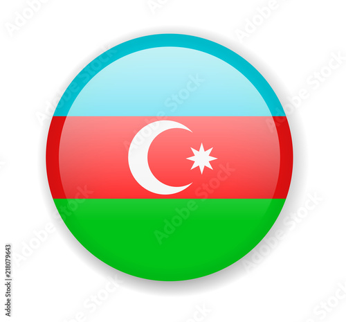 Azerbaijan flag. Round bright Icon on a white background
