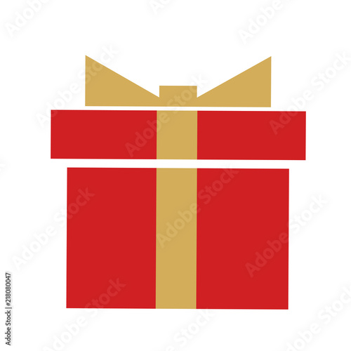Christmas decoration nicknack red present gift box with golden ribbon