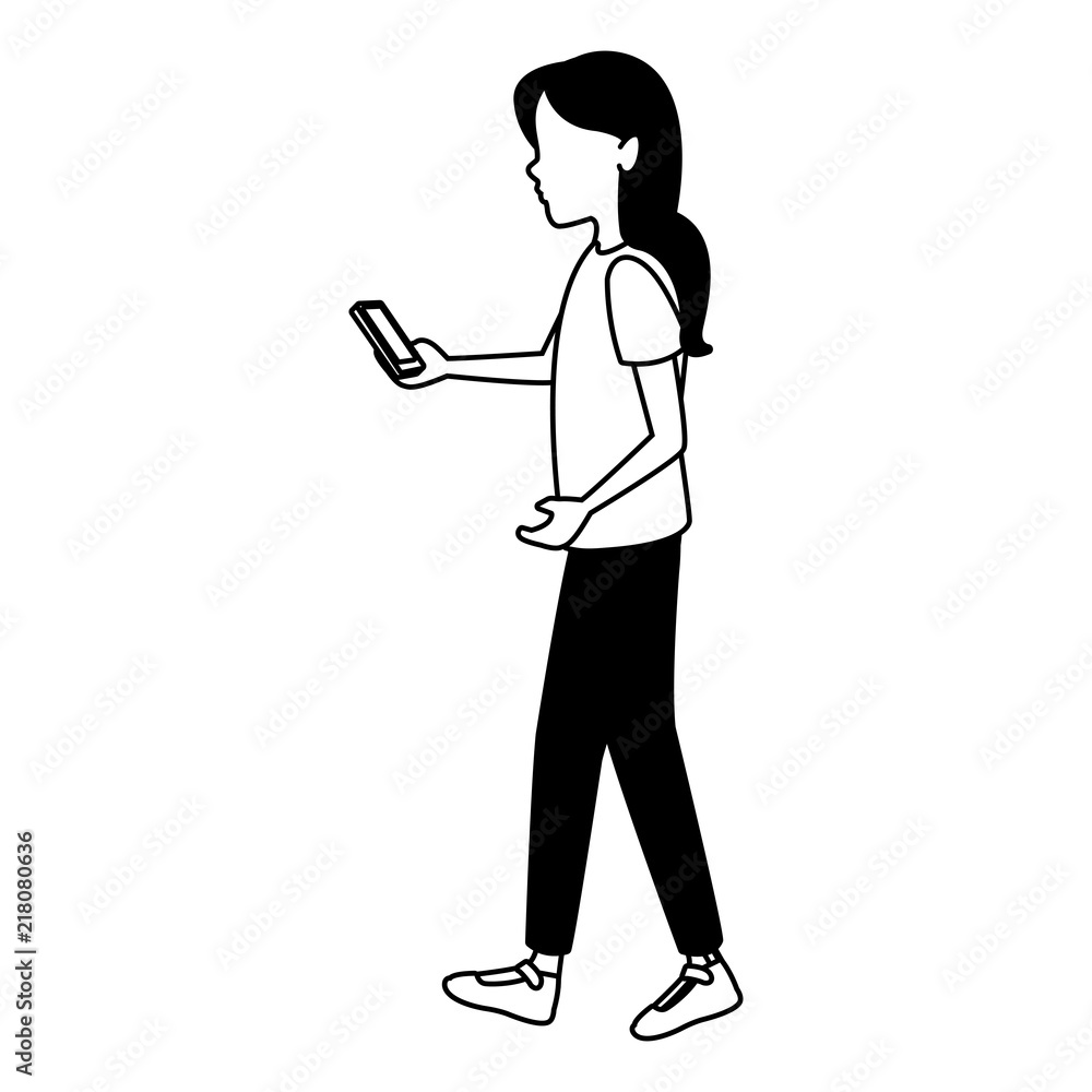 Young woman with smartphone vector illustration graphic design Young woman with smartphone vector illustration graphic design