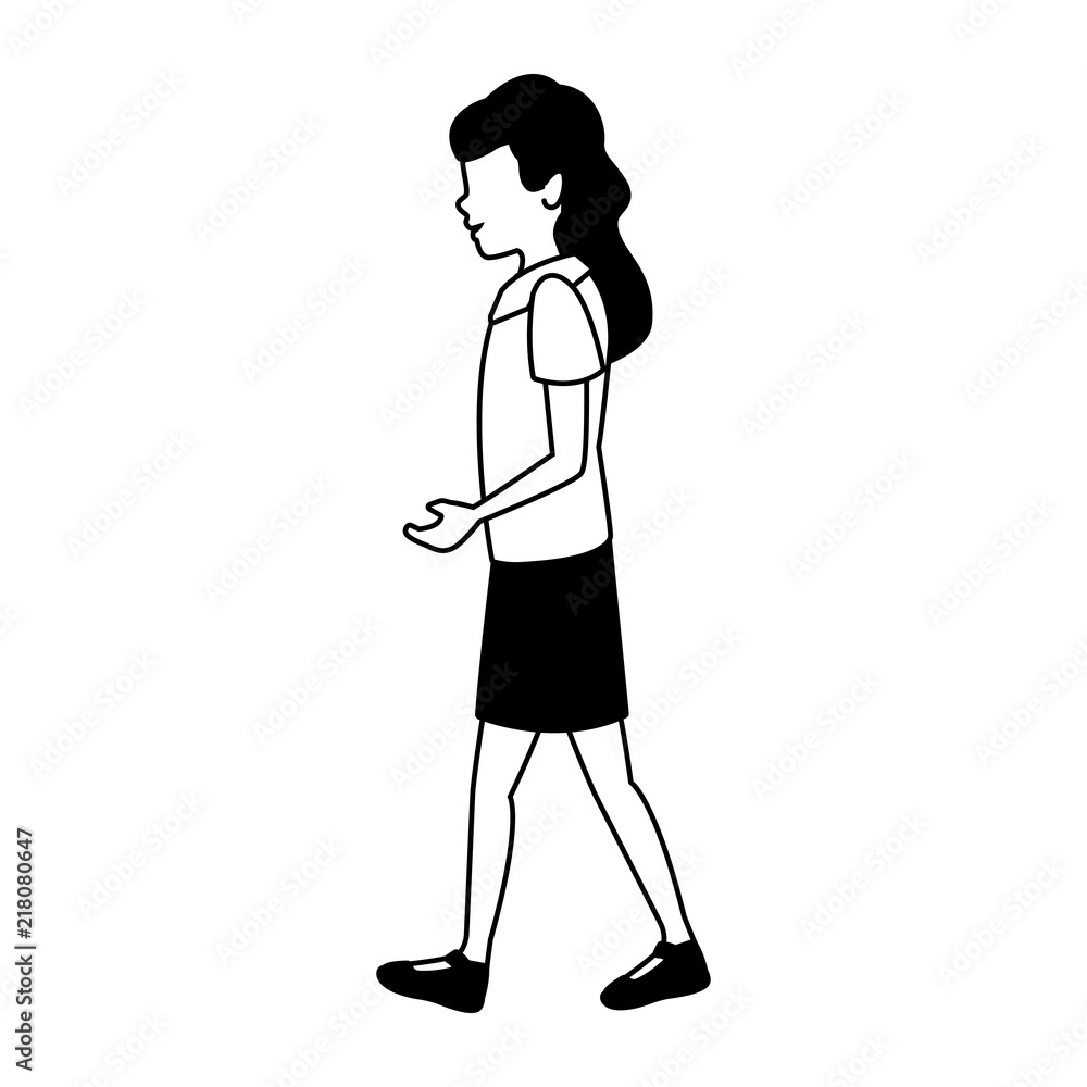 Young woman walking vector illustration graphic design Young woman walking vector illustration graphic design