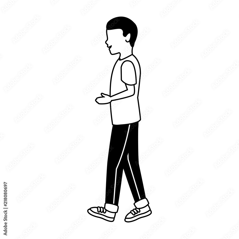 Young man walking vector illustration graphic design Young man walking vector illustration graphic design