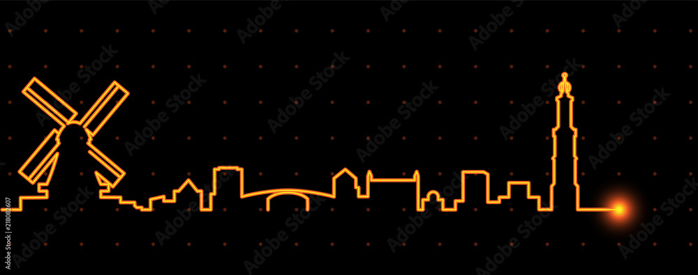 Fototapeta premium Amsterdam Light Streak Skyline