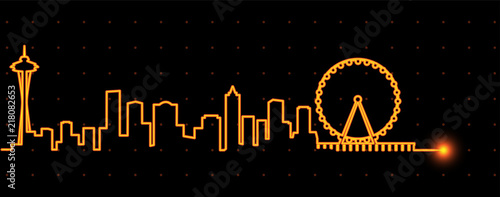 Seattle Light Streak Skyline